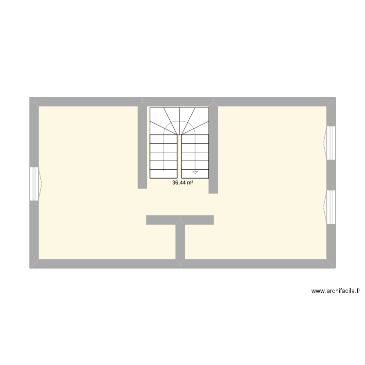 etage maison. Plan de 1 pièce et 36 m2