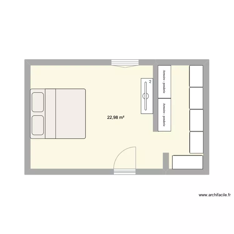 Chambre Buzet. Plan de 1 Pièce et 23 m² Chambre Buzet. Plan de 1 Pièce et 23 m²
