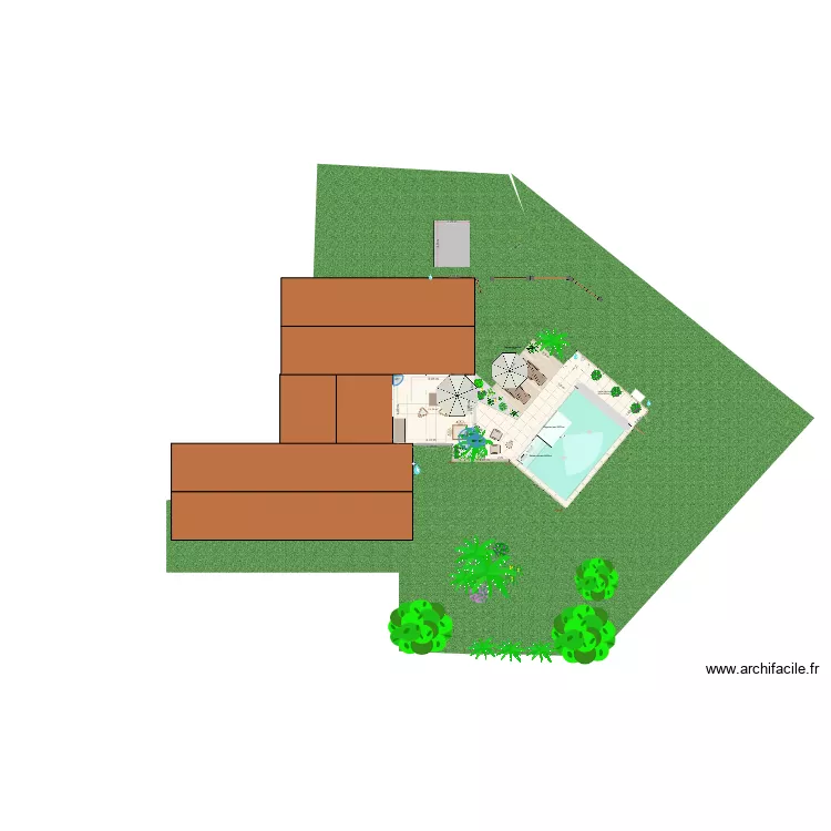 PISCINE 6x4 + baln&eacute;o calepinage 60x60 + bois 26 MARS 2025. Plan de 