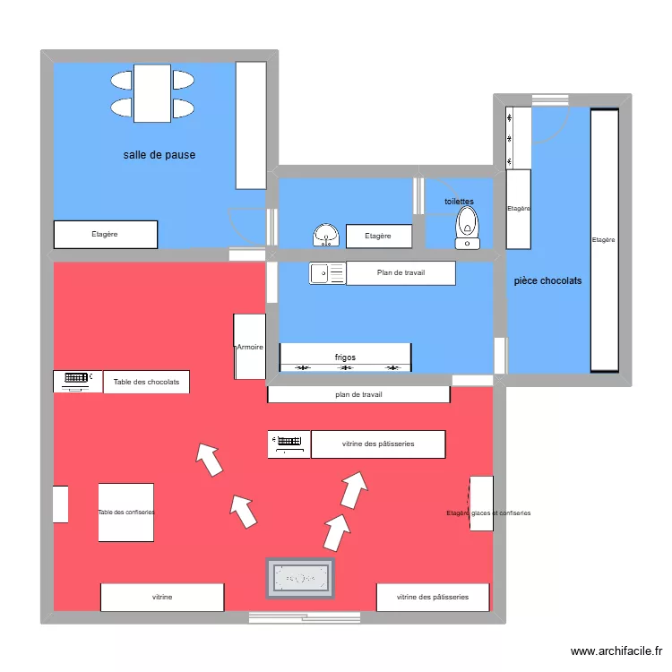 magasin. Plan de 5 pièces et 108 m²