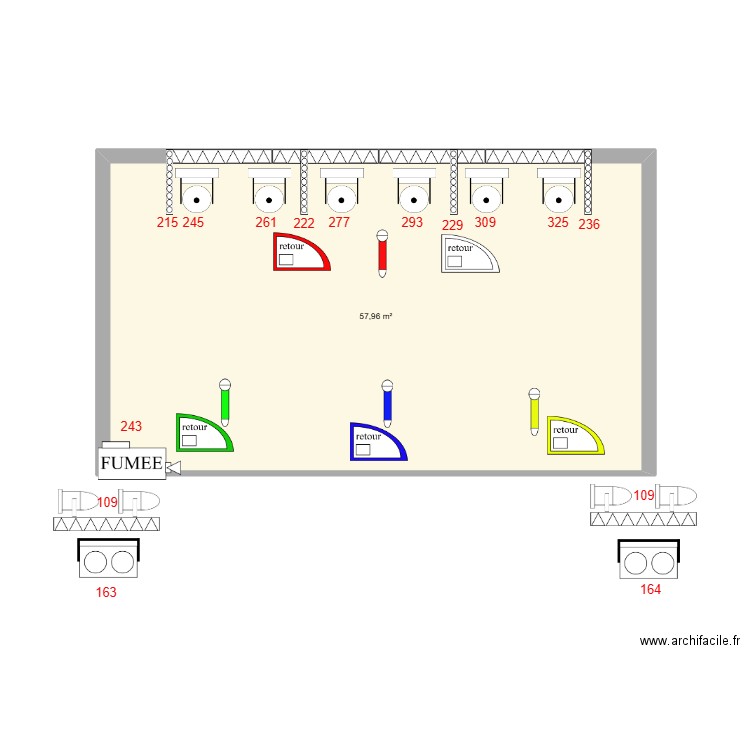 plan de scene. Plan de 1 pièce et 58 m2