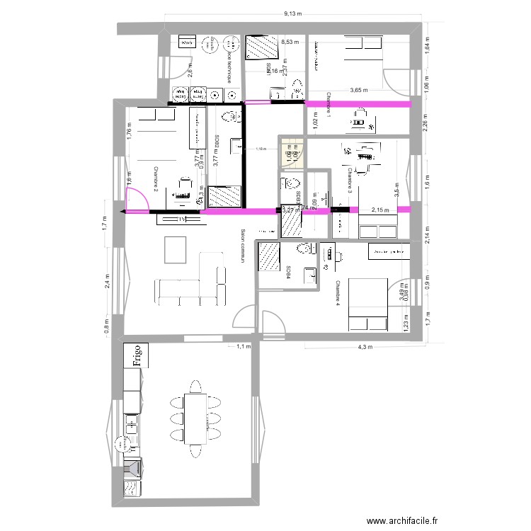 93 BP Rdc V 3.1. Plan de 1 pièce et 1 m2