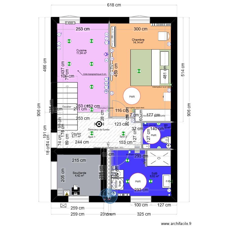 KERFRIDEN. Plan de 6 pièces et 45 m2