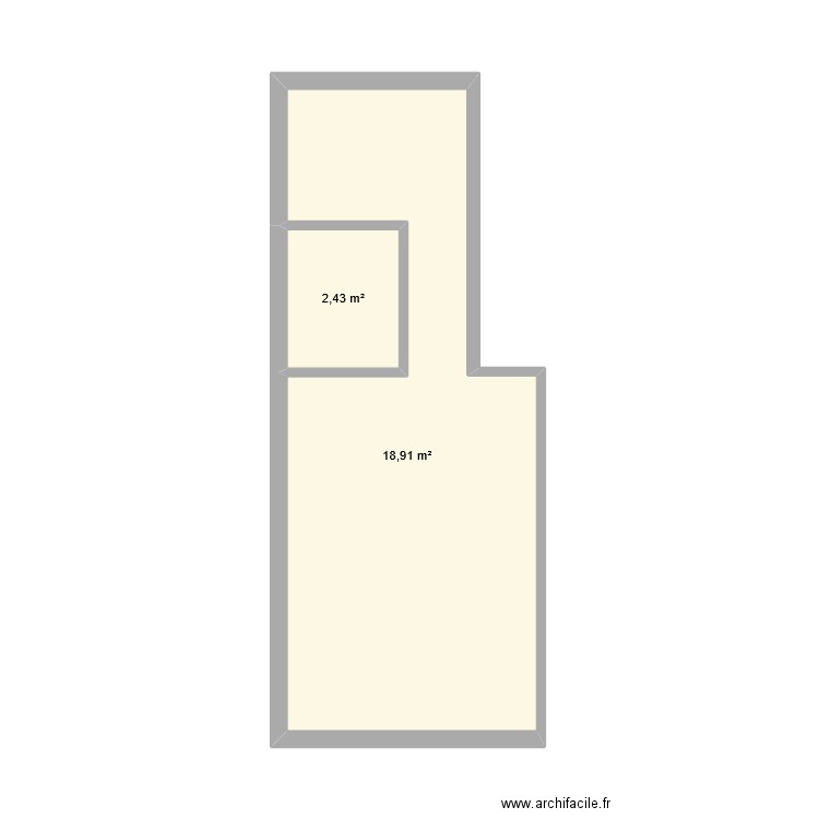1er étage. Plan de 2 pièces et 21 m2