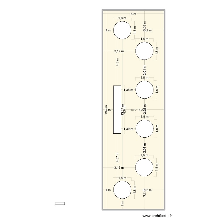 Mariage. Plan de 1 pièce et 117 m2