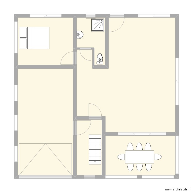 RdC-3 niveaux-AMP. Plan de 6 pièces et 92 m2