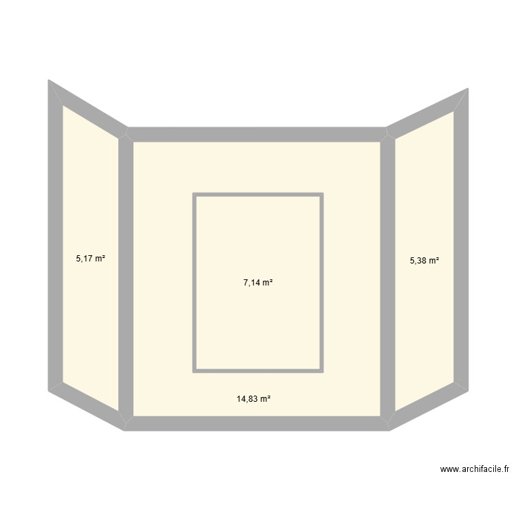 mur. Plan de 4 pièces et 40 m2