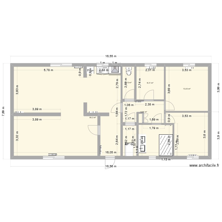 maison. Plan de 5 pièces et 113 m2