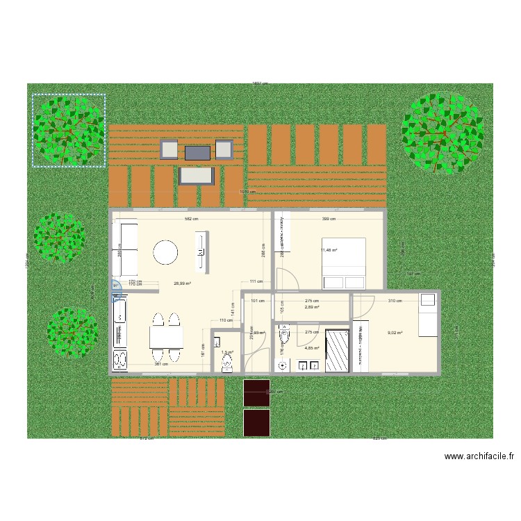 lodge 33. Plan de 7 pièces et 62 m2