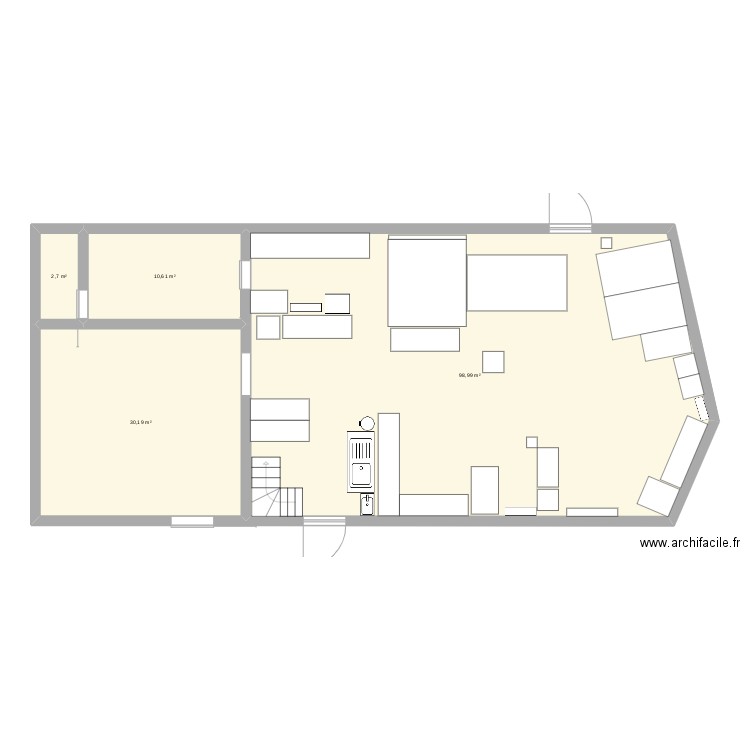 boulange. Plan de 4 pièces et 142 m2