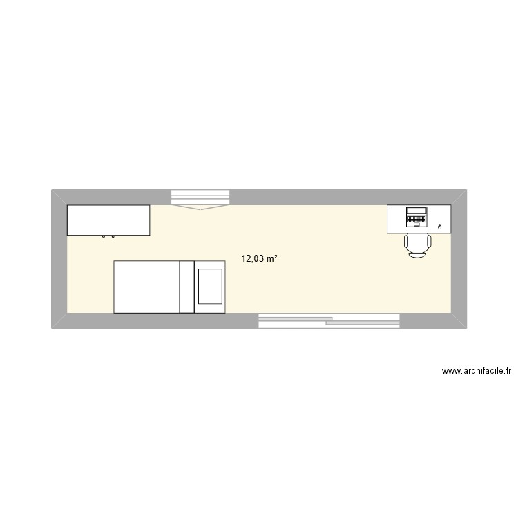 Chambre. Plan de 1 pièce et 12 m2