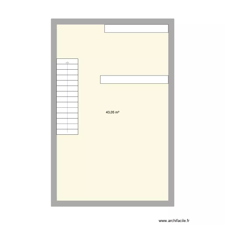salon. Plan de 1  et 43 m²