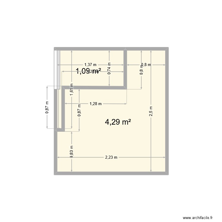 Plan 4 SdB Marie. Plan de 2 pièces et 5 m2