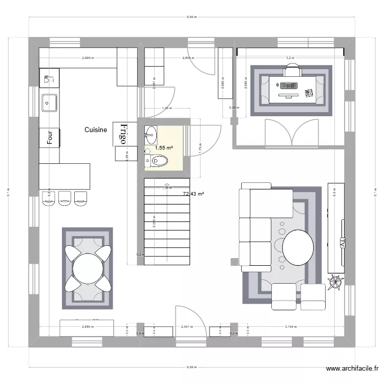 Devoir 4 - IDI. Plan de 2  et 74 m²