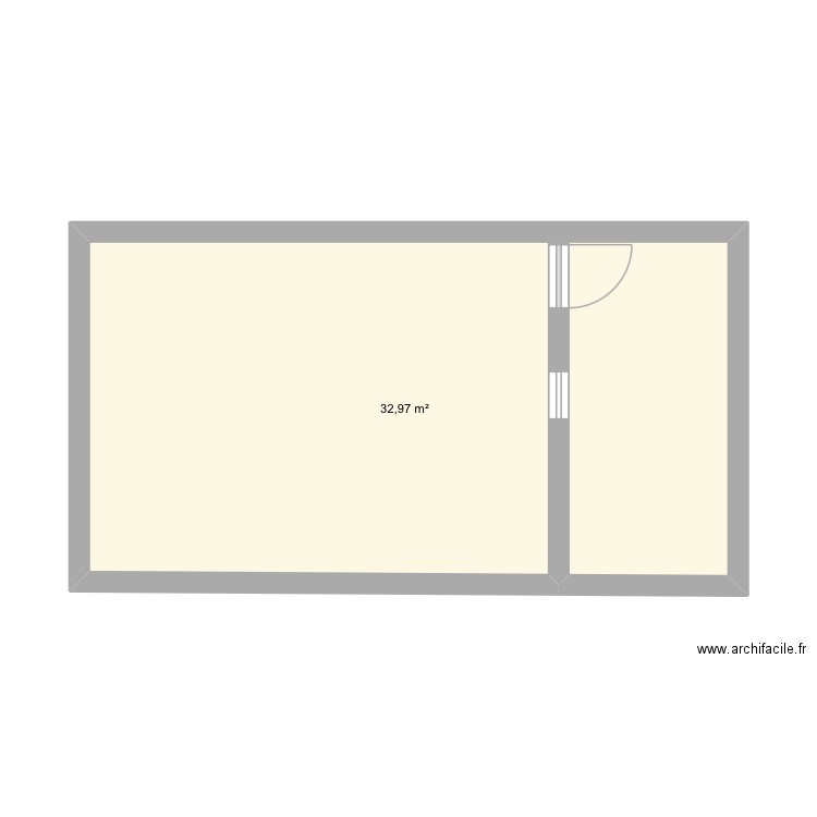 Finir. Plan de 1 pièce et 33 m2