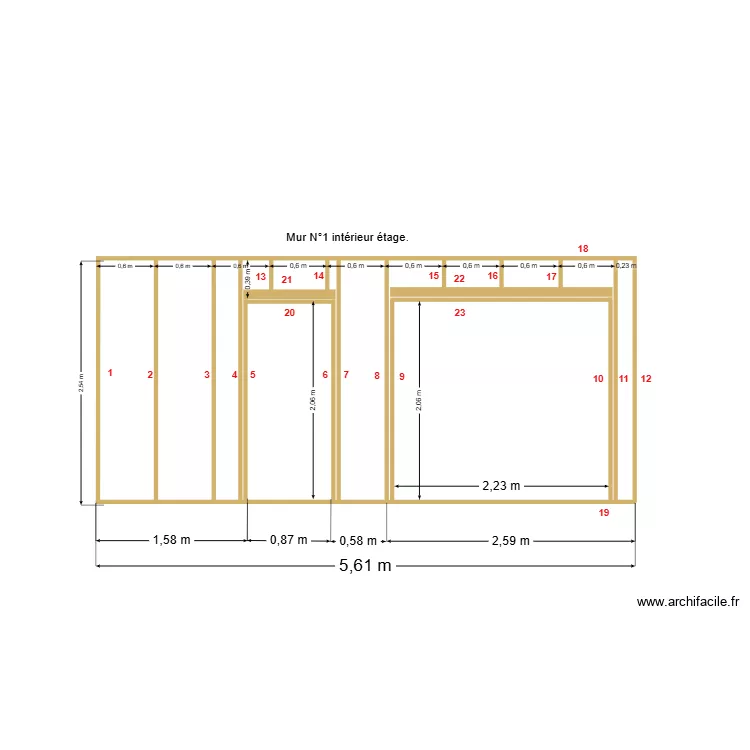 Mur intérieur N°1 étage. Plan de Mur intérieur N°1 étage. Plan de