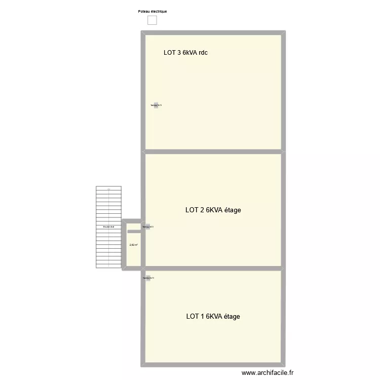 Plan de d&eacute;coupage Lots. Plan de 4  et 188 m²