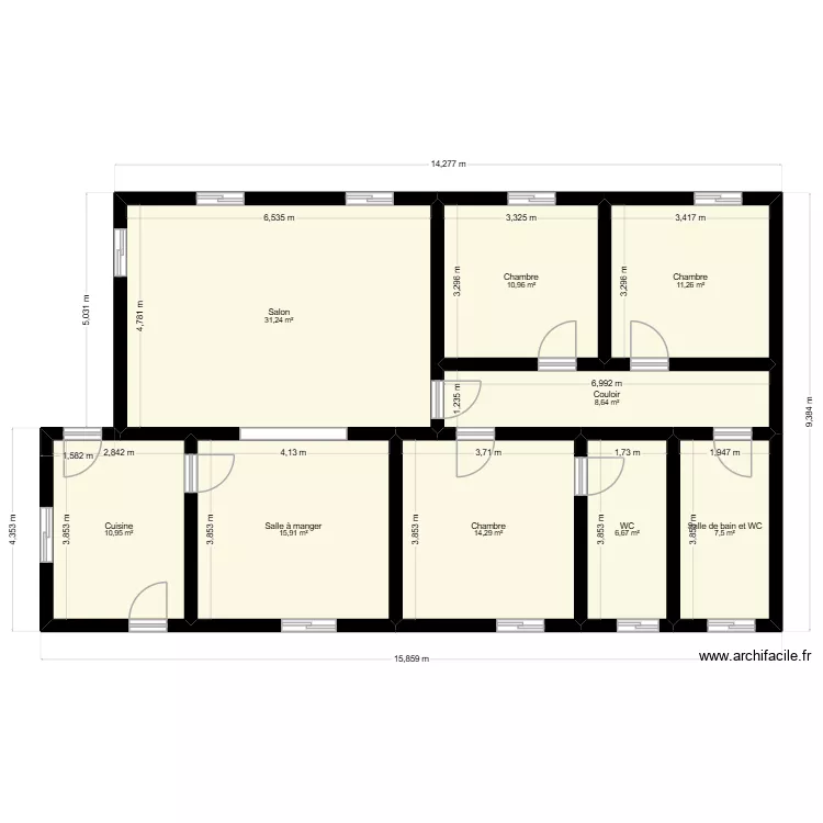 MAISON MOMBERT. Plan de 9  et 117 m²