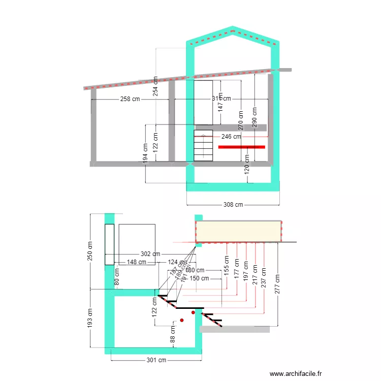 Version A4 position escalier. Plan de 