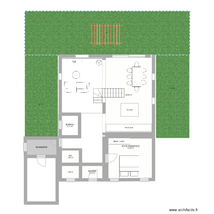 ROMILLE 1. Plan de 7 pièces et 56 m2