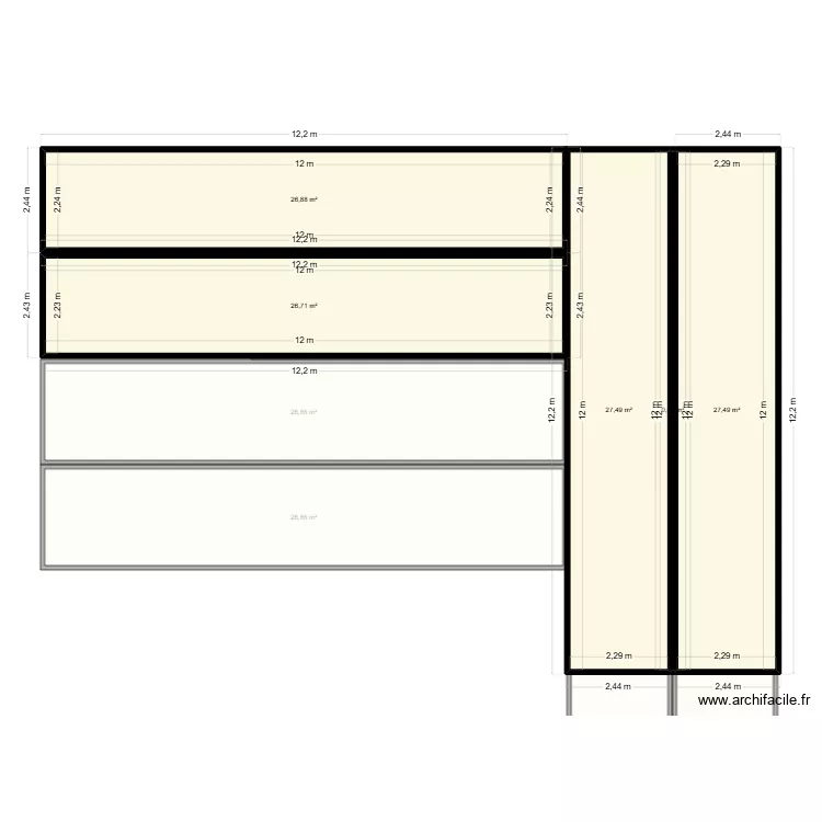 implantation container. Plan de 