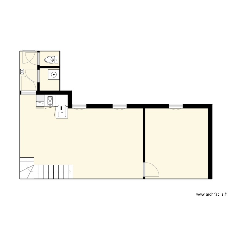 11 Géricault  6ème cour  Projeté meublé. Plan de 5 pièces et 39 m2