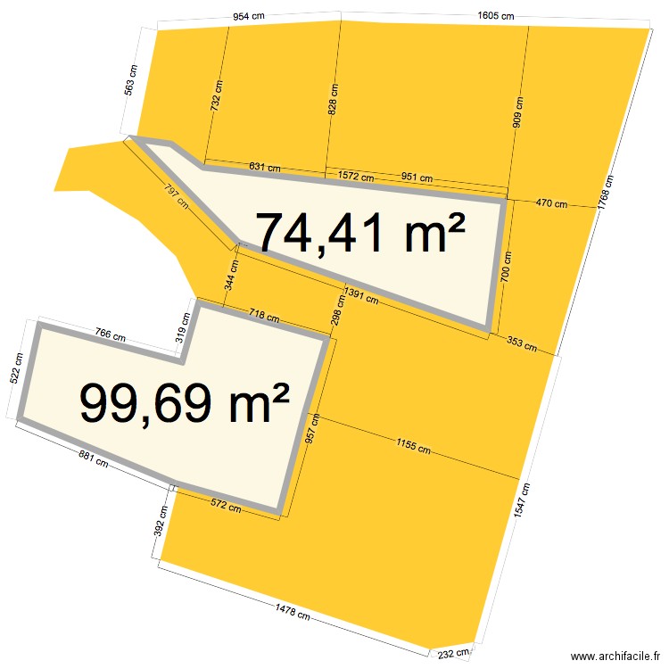 Plan de masse. Plan de 2 pièces et 174 m2