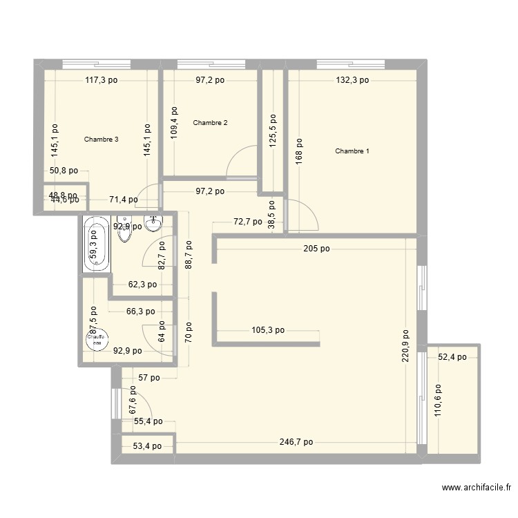 BROSSARD. Plan de 9 pièces et 88 m2