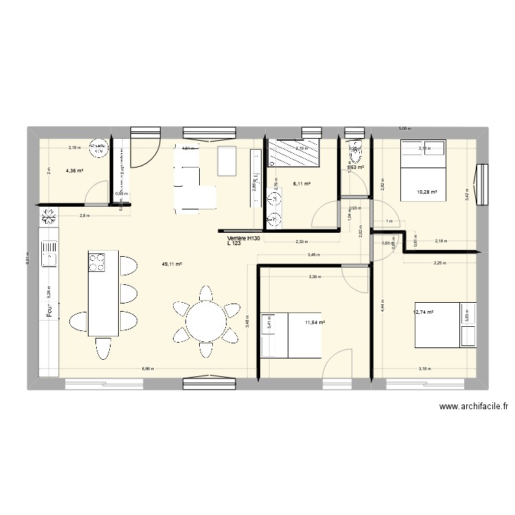 Villa 1 Antho/Laure. Plan de 7 pièces et 96 m2