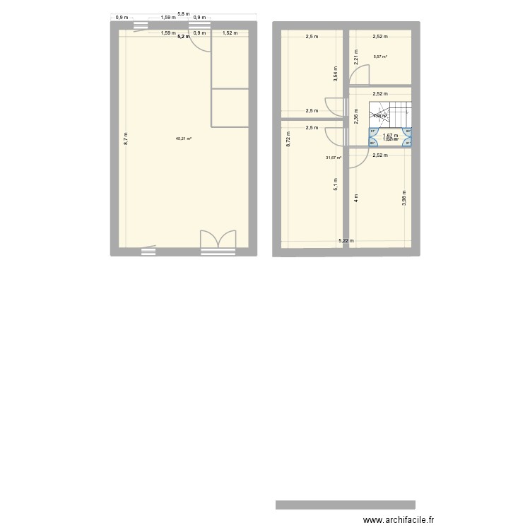 77 square vincent van gogh V2. Plan de 5 pièces et 90 m2