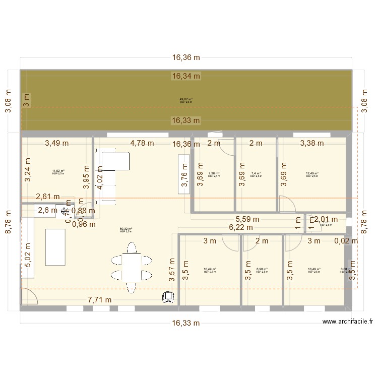 Maison Orignolles 2025. Plan de 12 pièces et 1959 m2