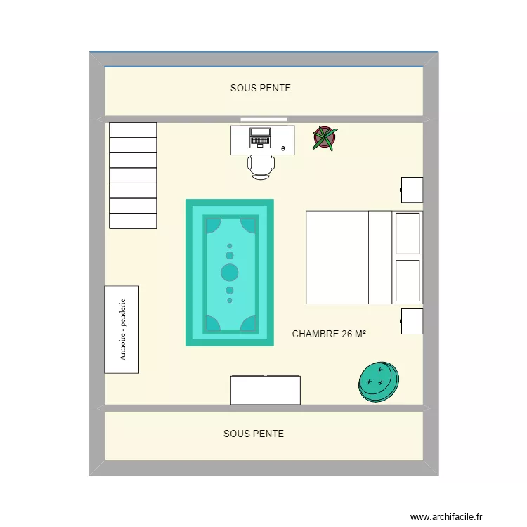 2&egrave;me ETAGE CALUWAERT. Plan de 3  et 35 m²