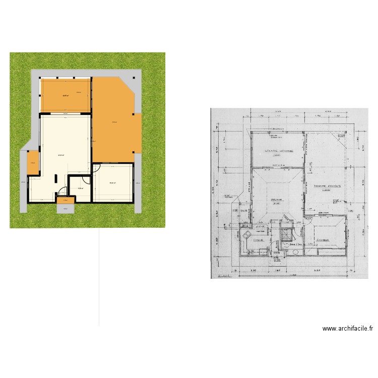Vue en plan de base projet 1. Plan de 4 pièces et 83 m2