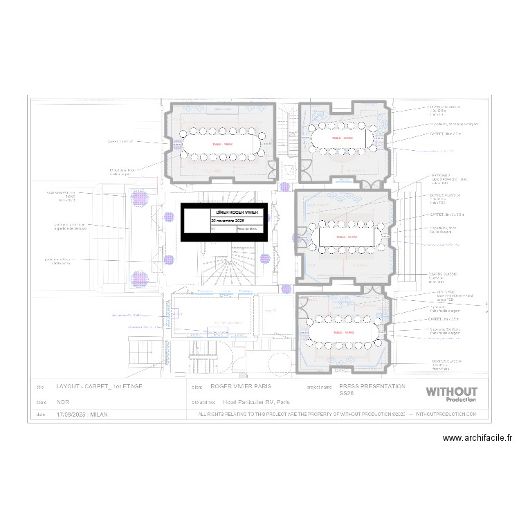 ROGER VIVIER. Plan de 4 pièces et 122 m2