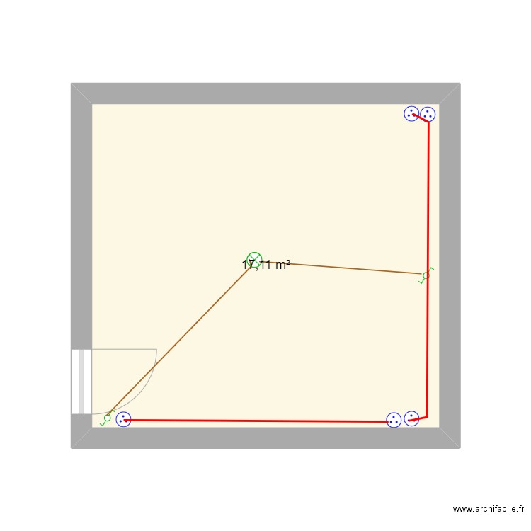 CHAMBRE. Plan de 1 pièce et 17 m2