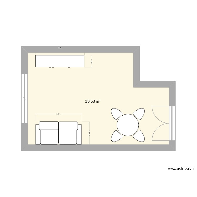 Claire 01. Plan de 1 pièce et 20 m2