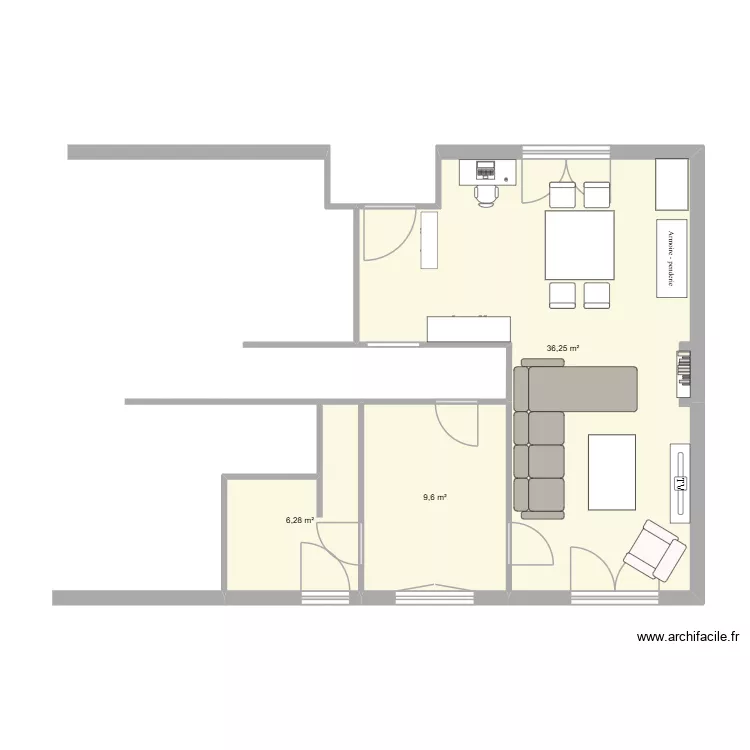 Plan Cuisine Initial. Plan de 3 et 52 m² Plan Cuisine Initial. Plan de 3 et 52 m²