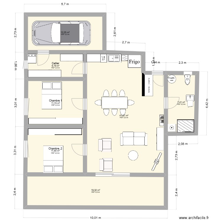 plan pontacq 1. Plan de 7 pièces et 110 m2