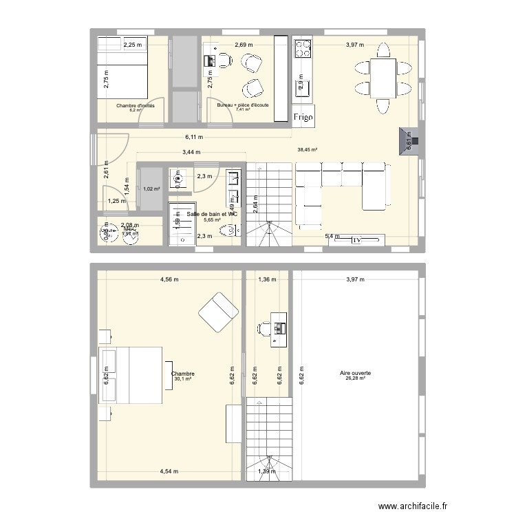 Plan base Höst-2. Plan de 11 pièces et 128 m2
