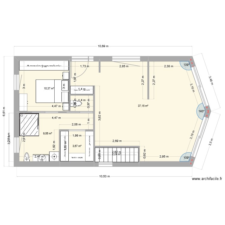 SUGNY. Plan de 5 pièces et 62 m2