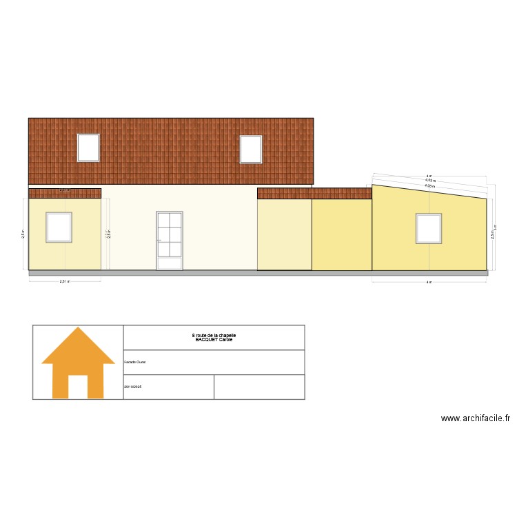 facade ouest. Plan de 0 pièce et 0 m2