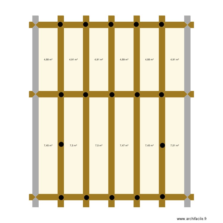 Chalet Le Vernet. Plan de 12 pièces et 74 m2