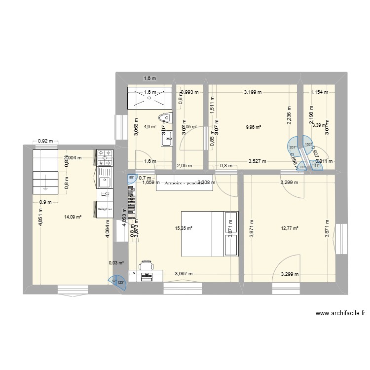 Sous-sol. Plan de 8 pièces et 64 m2
