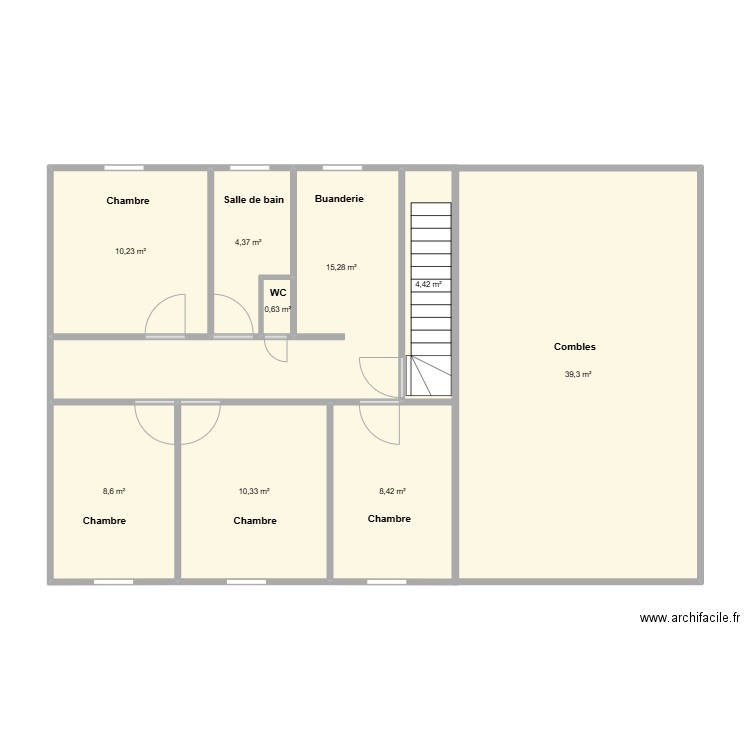 FONTA Roland premier étage. Plan de 9 pièces et 102 m2