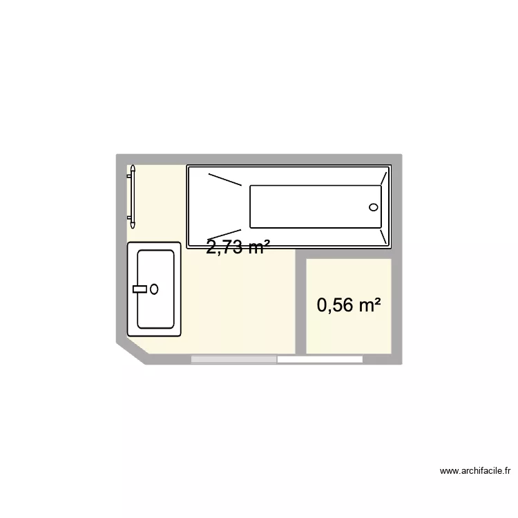 LETOMBE 3. Plan de 2 pièces et 3 m²