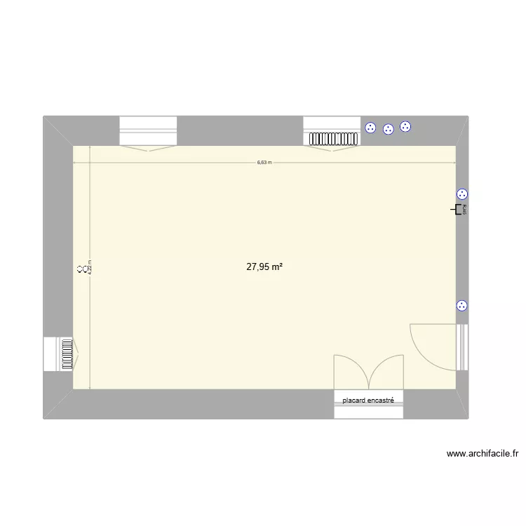 Chambre d'ami 1er &eacute;tage BRUTE. Plan de 