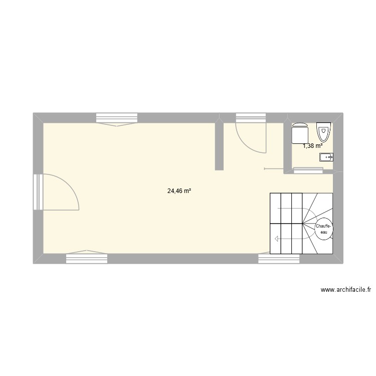rdc2. Plan de 2 pièces et 26 m2