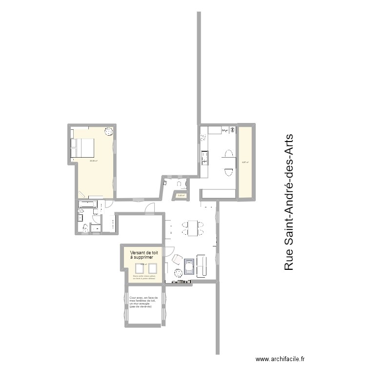 Plans situation projetée. Plan de 5 pièces et 36 m2