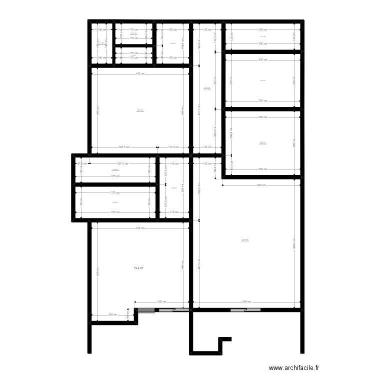 zzzzz. Plan de 14 pièces et 123 m2