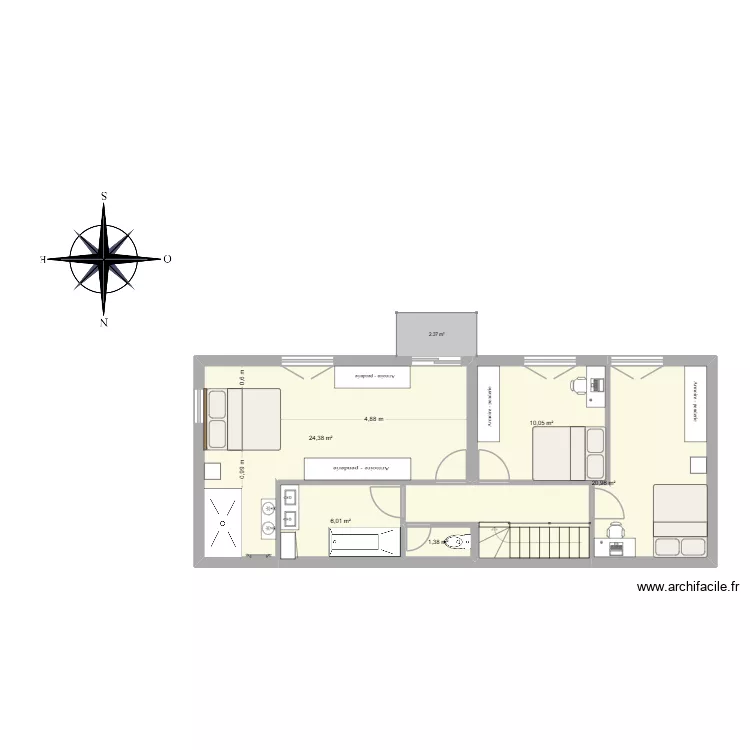 JPS-Perso mts&eacute; n12. Plan de 5 Pièces et 63 m²